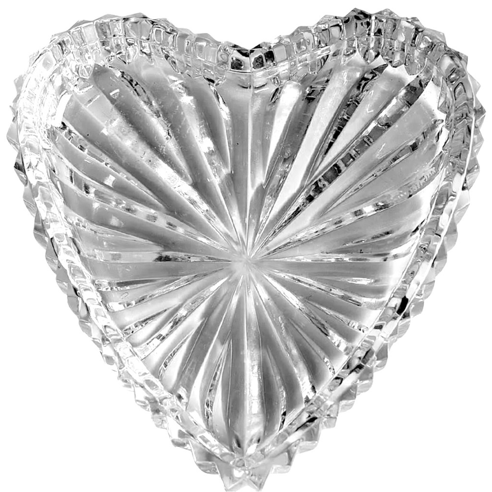Waterford Crystal Ireland Vanity Heart Starburst Trinket Ring Dish Collectible